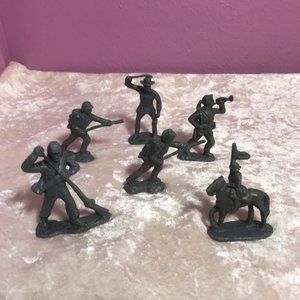 Set of 6 Metal Civil War Figures Toys * Vintage Retro Collectible Americana GUC
